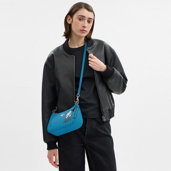 Coach X Peanuts Leather Teri Shoulder Bag With Linus Crossbody Purse - Picture 10 of 13